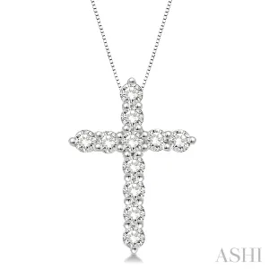 14KW Diamond Cross Pendant and Chain w/ 0.75 ctw