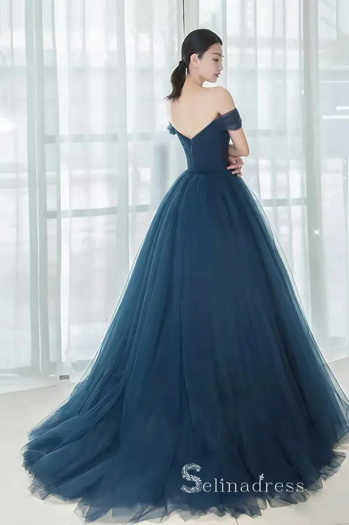 A-line Off-the-shoulder Ball Gown Prom Dress Cheap Long Evening Gowns POL002