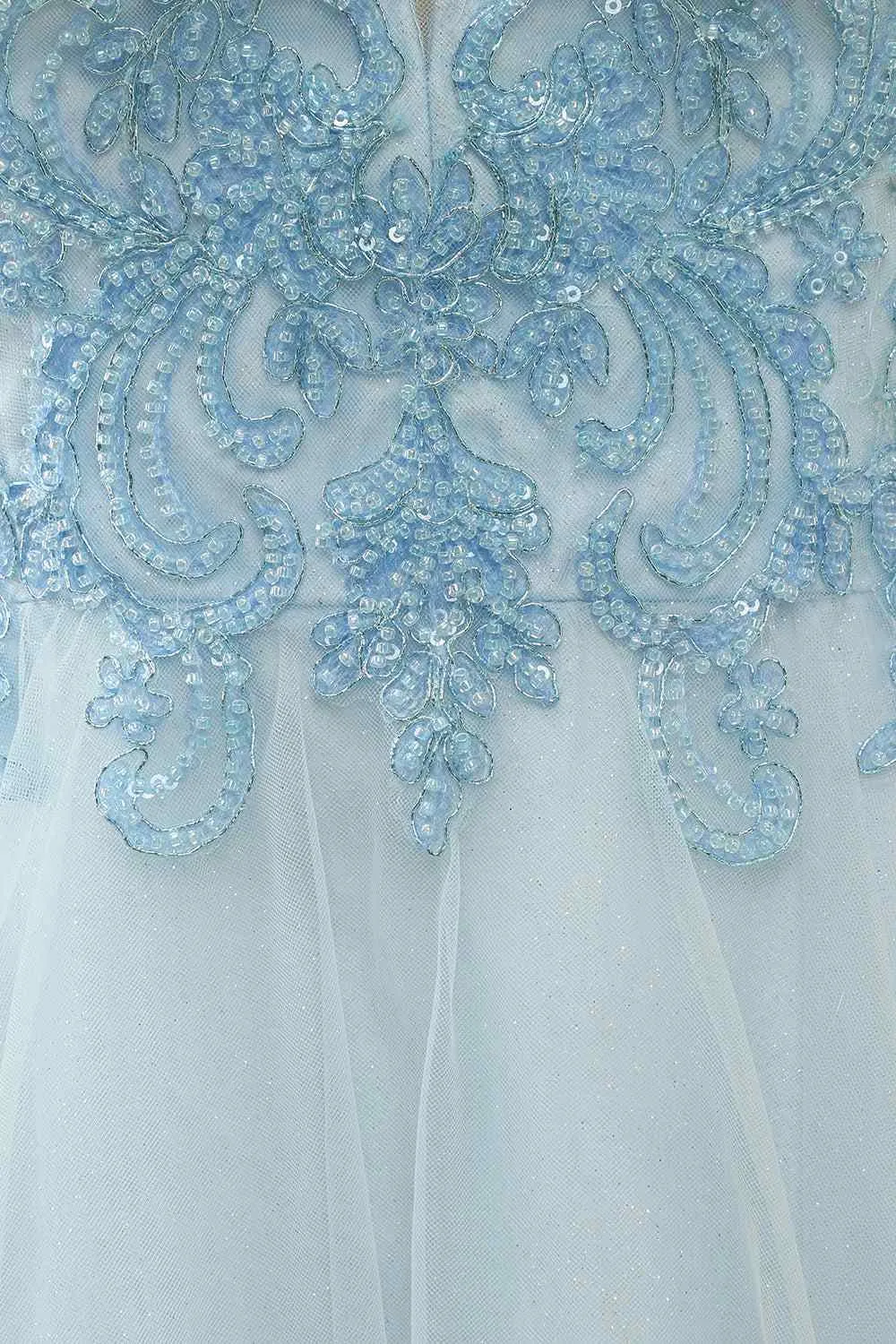 A-line Spaghetti Straps Beaded Short Prom Dress Light Sky Blue Homecoming Dress kts076