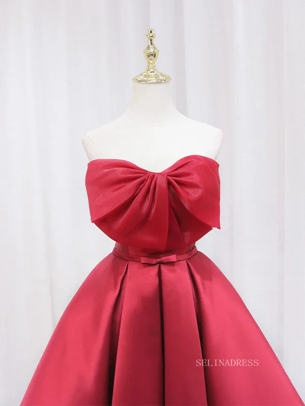 A-line Strapless Cute Homecoming Dress Red Short Prom Dresses EDS028