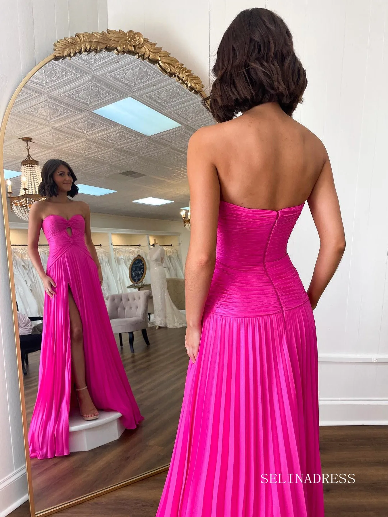 A-line Sweetheart Fuchsia Long Prom Dress Cheap Long Evening Dress LPK177