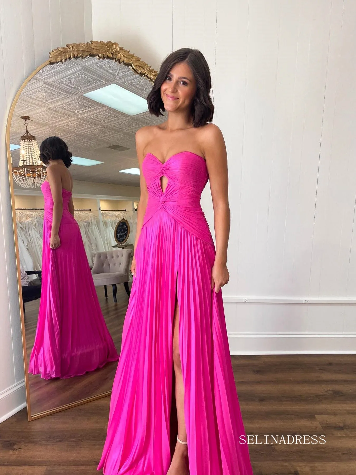 A-line Sweetheart Fuchsia Long Prom Dress Cheap Long Evening Dress LPK177