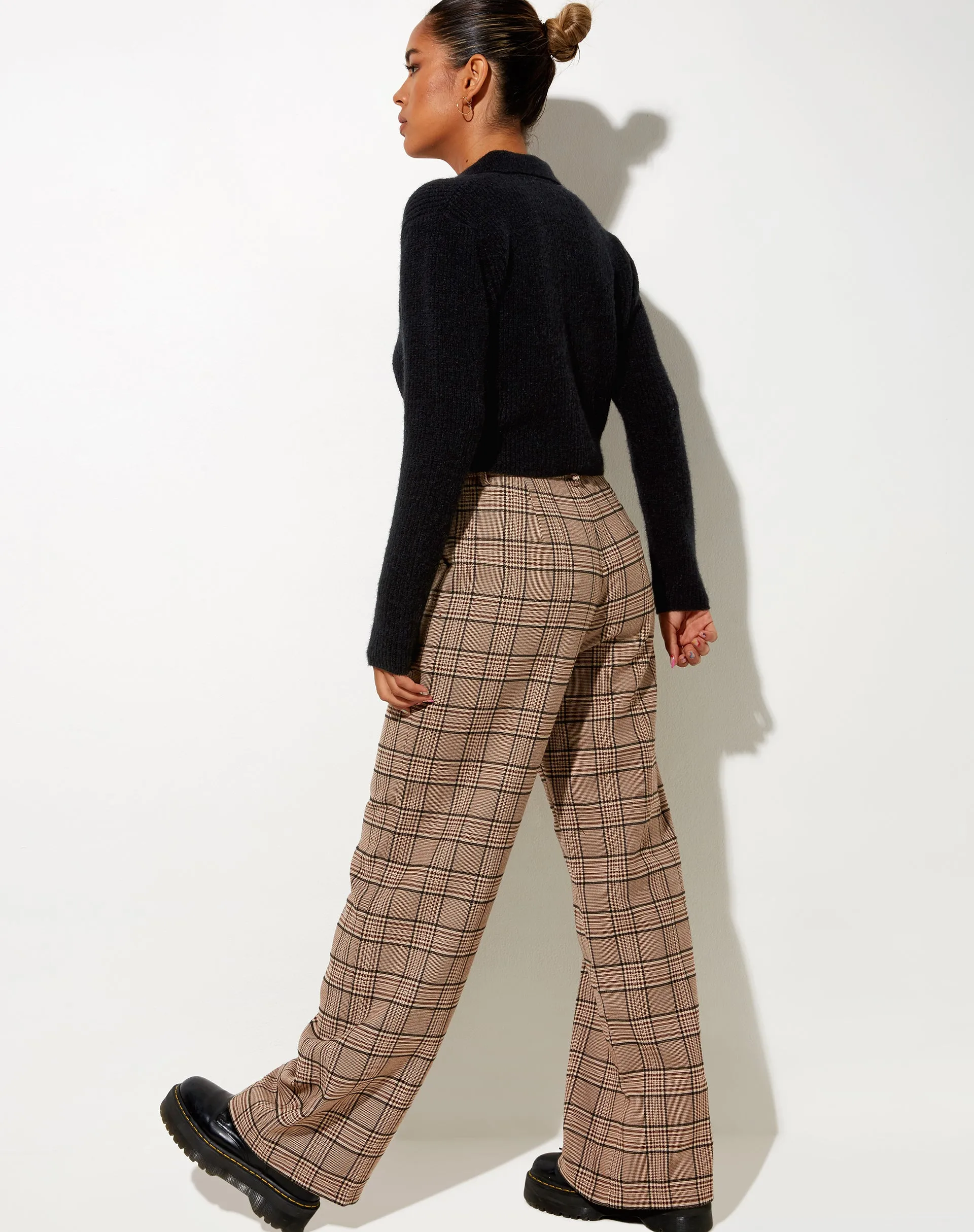 Abba Trouser in Check Brown