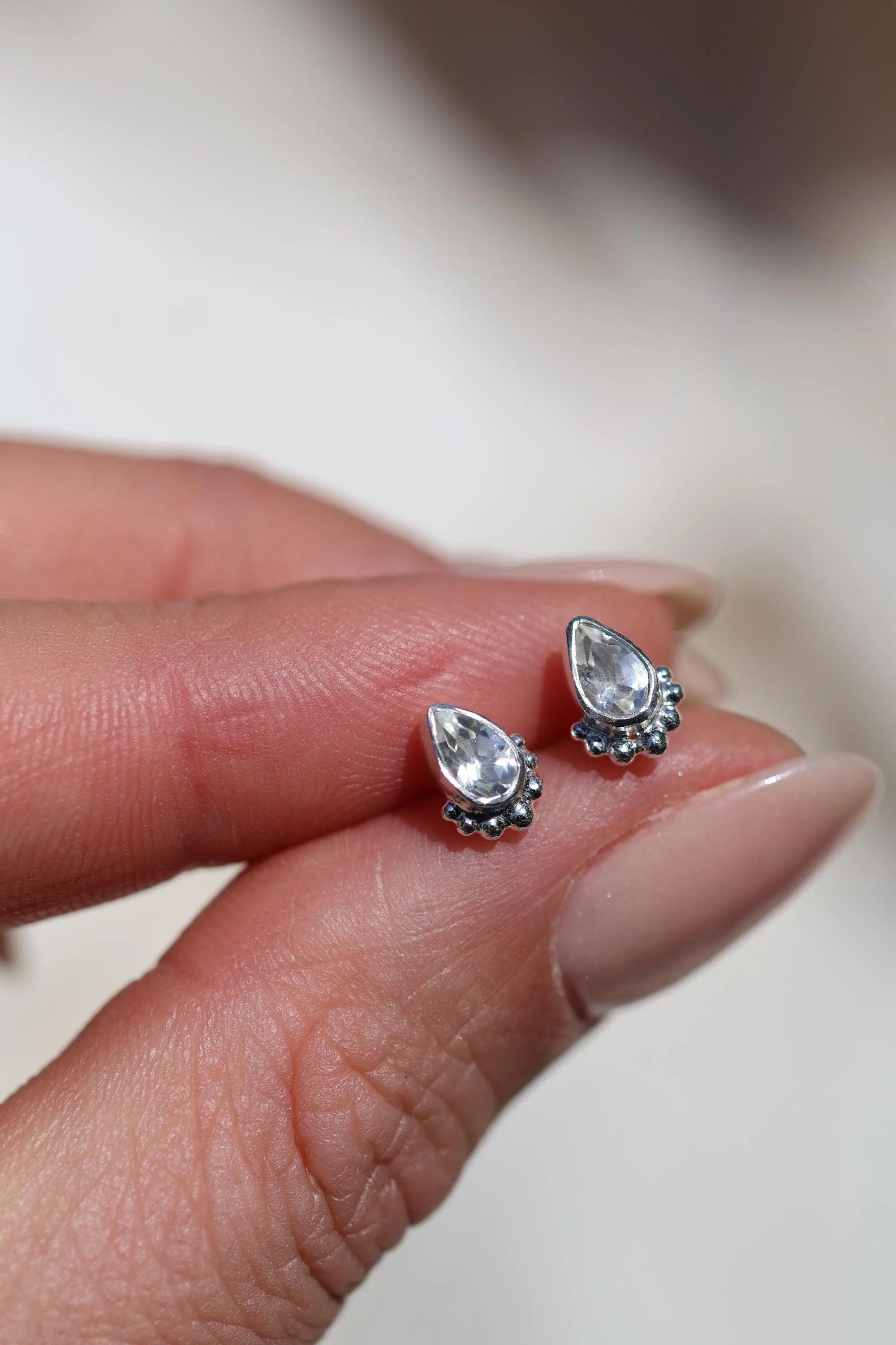 Amaya Sterling Silver White Topaz Stud Earrings