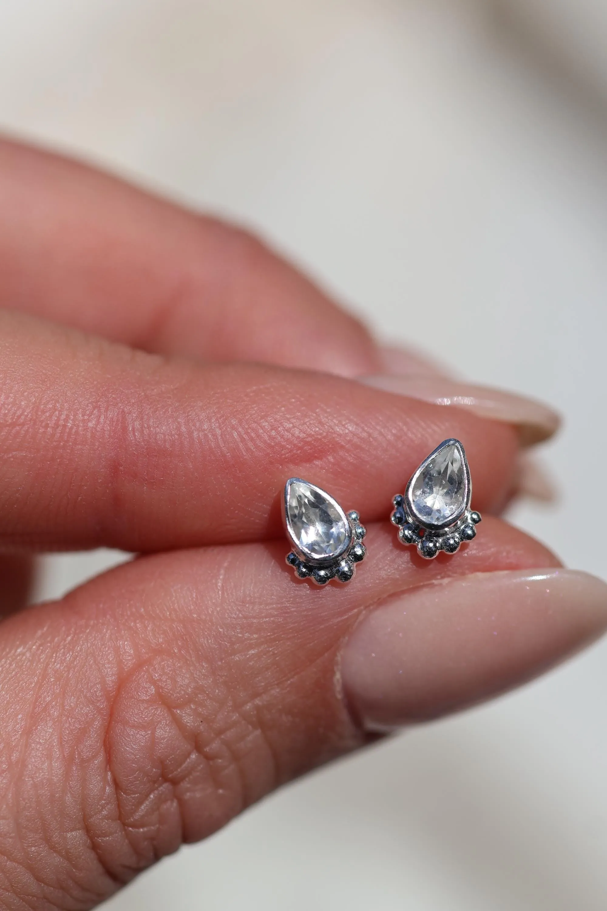 Amaya Sterling Silver White Topaz Stud Earrings