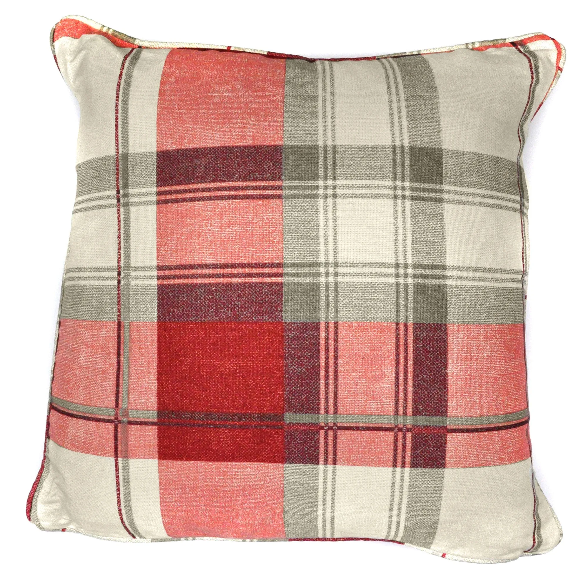 Balmoral Check Cushion by Fusion in Ruby 43 x 43cm