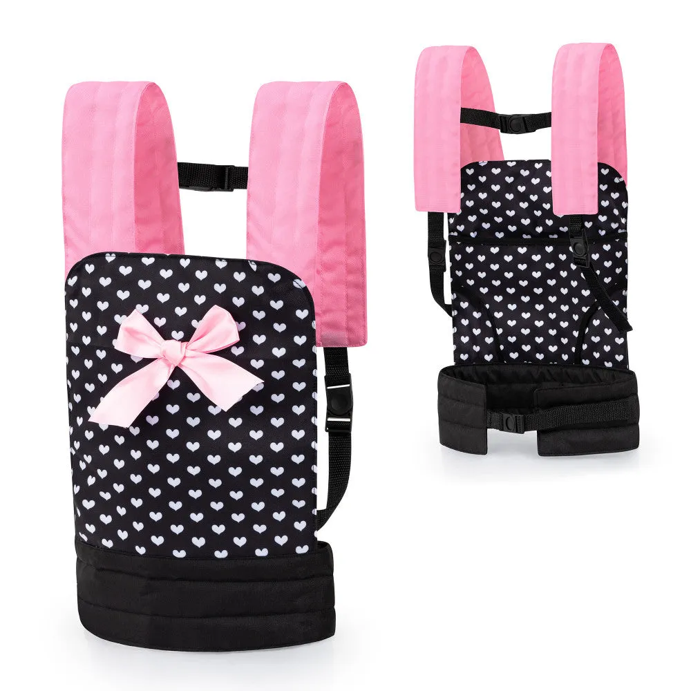 Bayer Design Heart Pattern Doll Carrier, Adjustable - Pink & Black