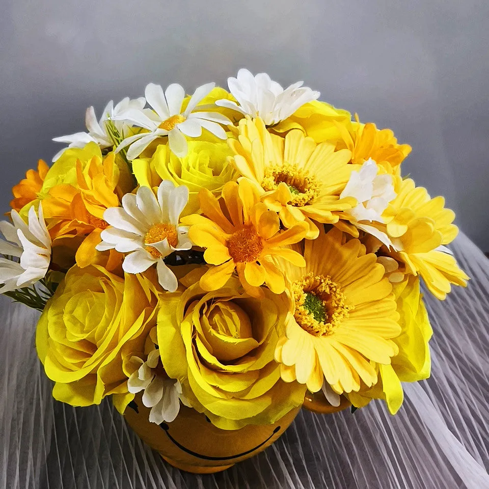 Be Happy Bouquet with Roses And Daisies Happy Floral Arrangement