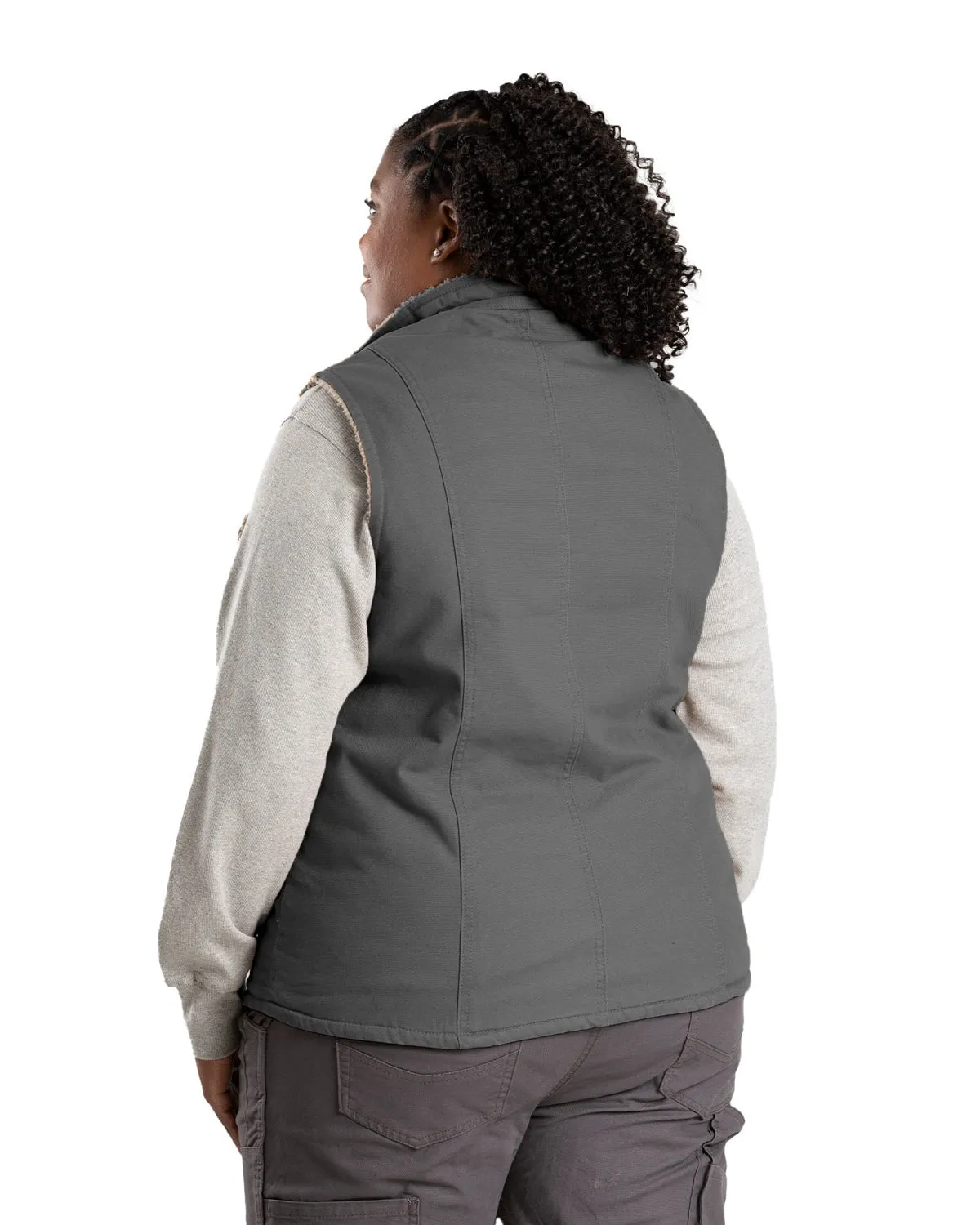 Berne Womens Sherpa-Lined Softstone Duck Titanium 100% Cotton Vest