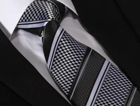 Black and Light Silver Tie with Sparkle