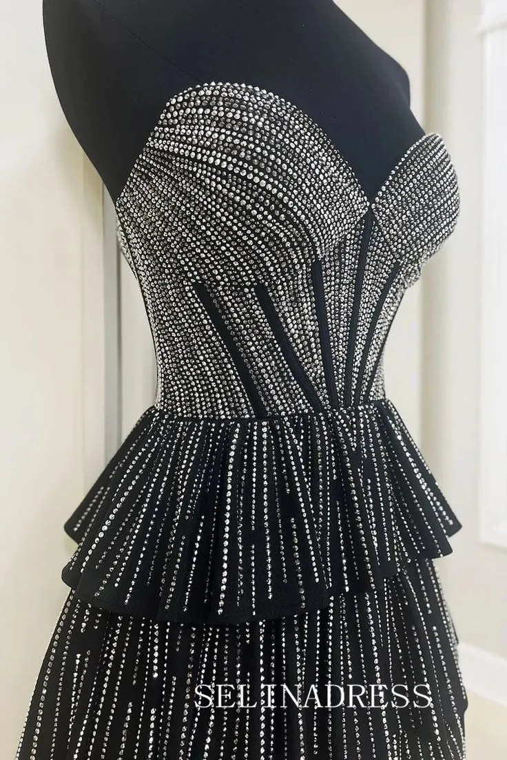 Black Sweetheart Short Homecoming Dresses Beaded Hoco Dress #TKL1903