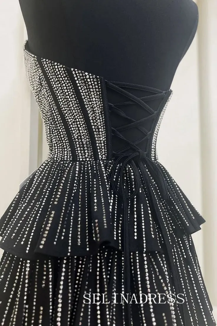 Black Sweetheart Short Homecoming Dresses Beaded Hoco Dress #TKL1903