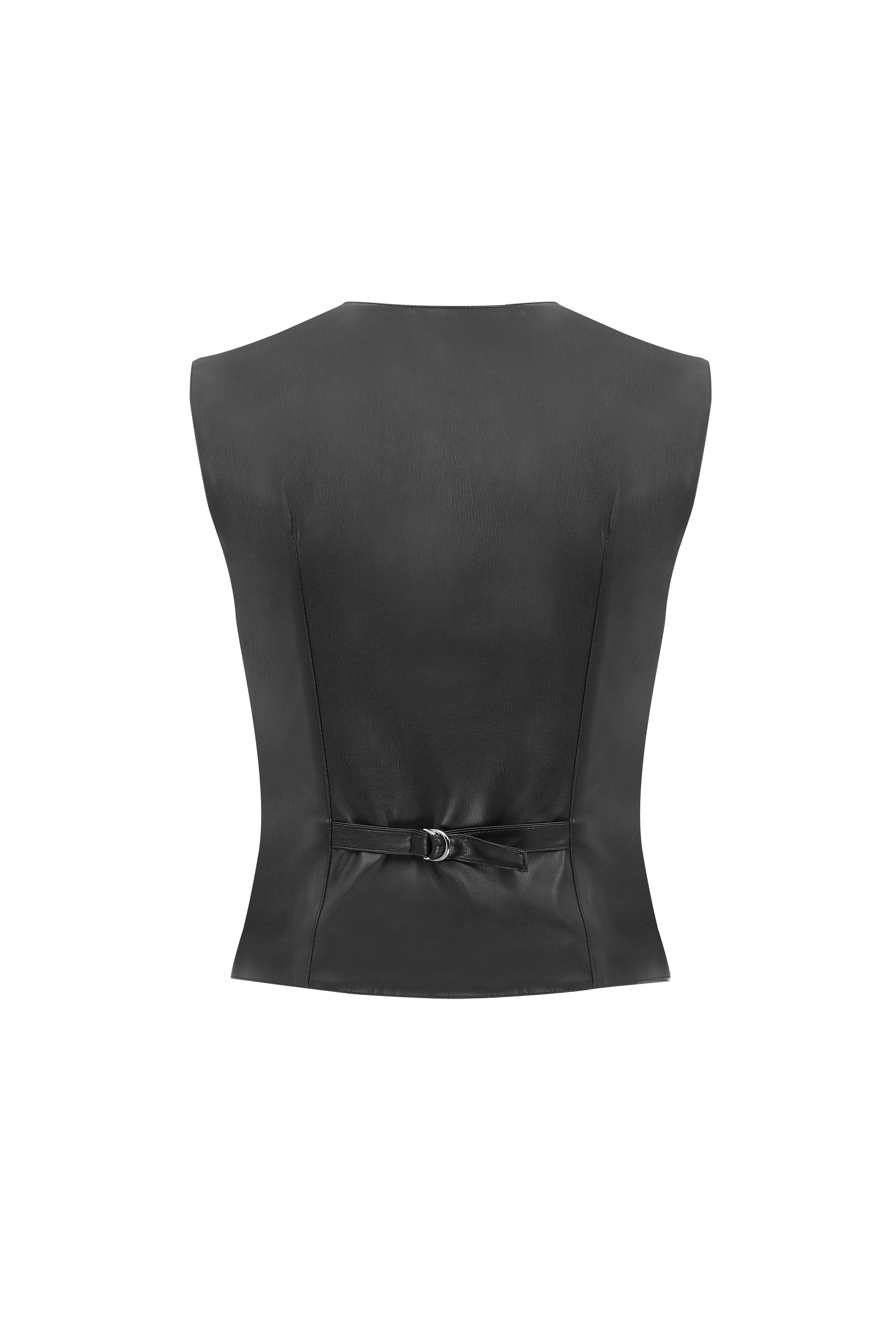 Brita Vegan Leather Vest in Noire