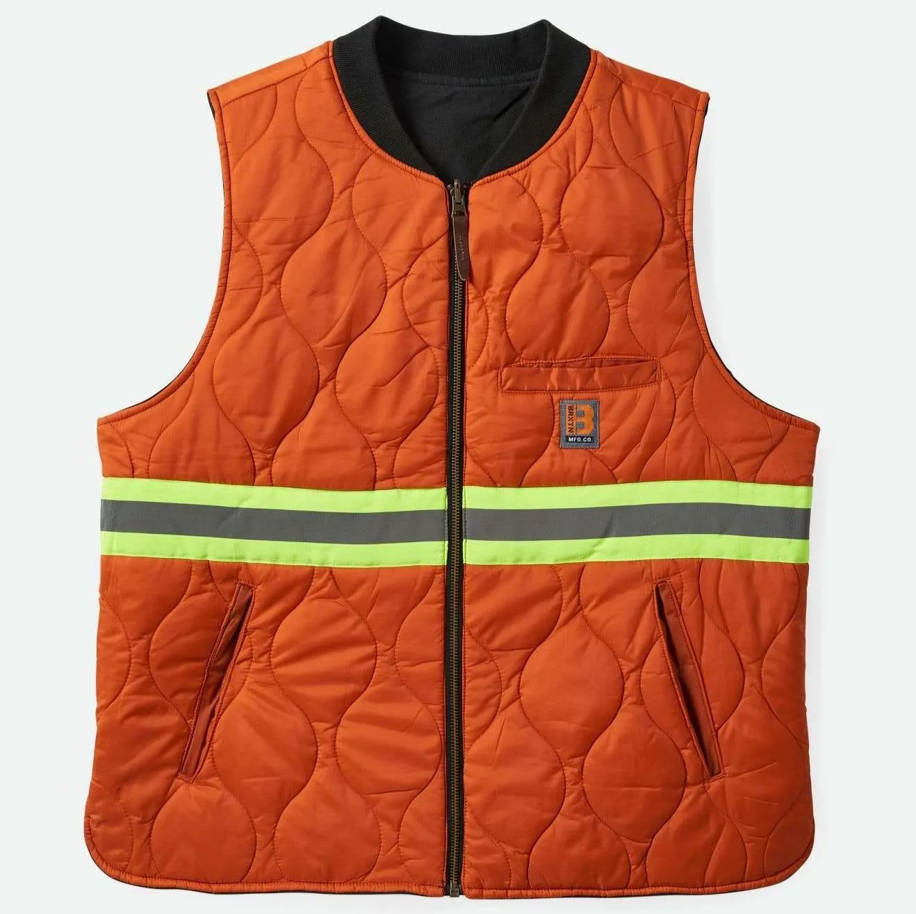 BRIXTON BUILDERS ABRAHAM REVERSIBLE VEST WASHED BLACK/RUST ORANGE