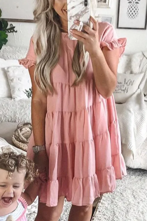 Butterfly Sleeve Babydoll Dress