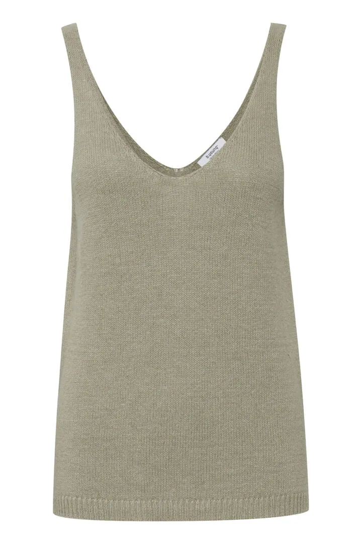 Byoung Bynelo Knitted V Neck Vest Top Seagrass