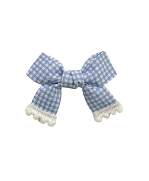 Checked Bow Alligator Clip - Blue