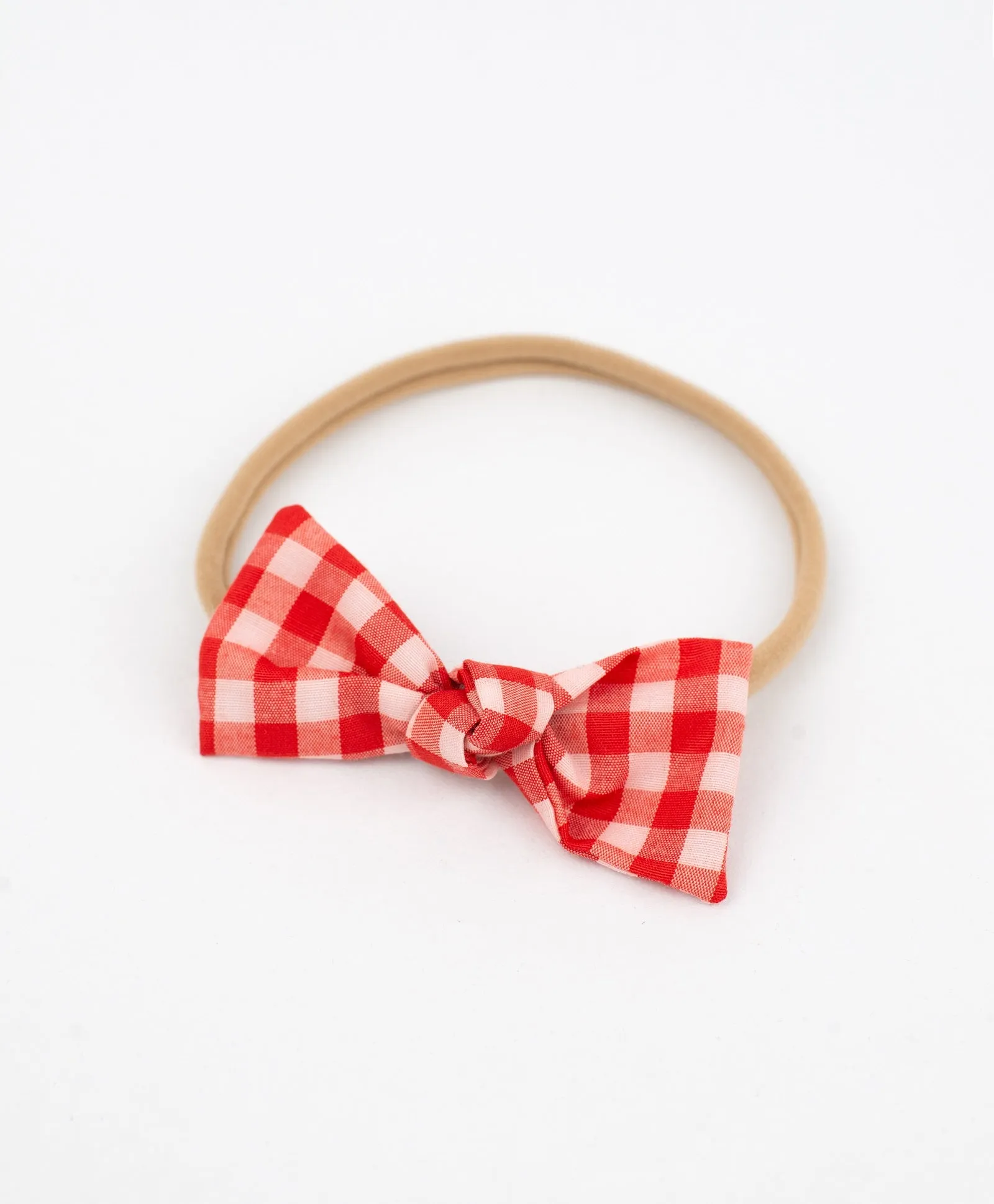 Checked Knot Bow Headband Set - Red