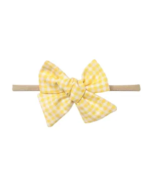 Checked Knot Bow Headband - Yellow