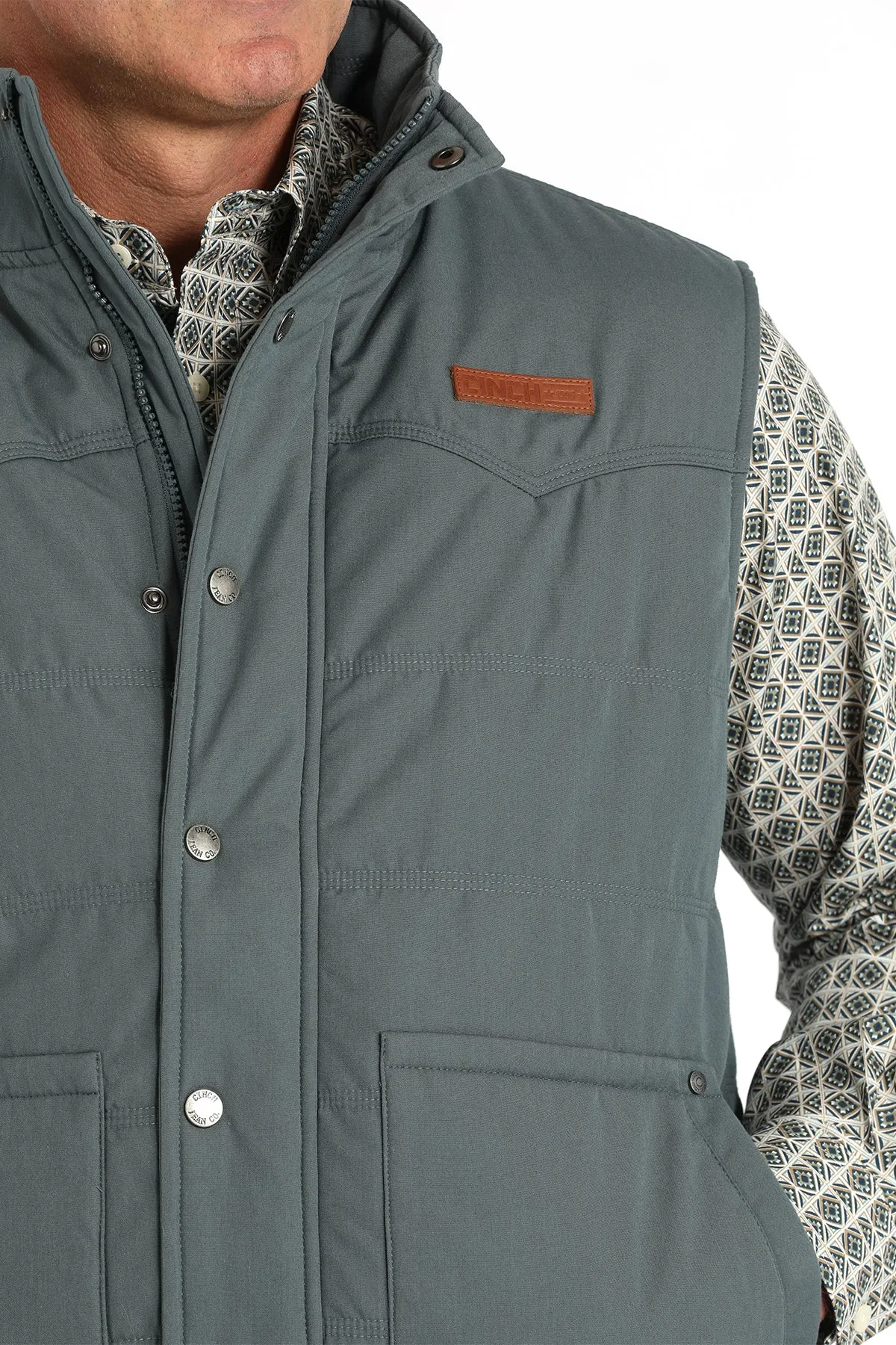 Cinch Men's Blue Wax Coated Quilted Canvas Vest