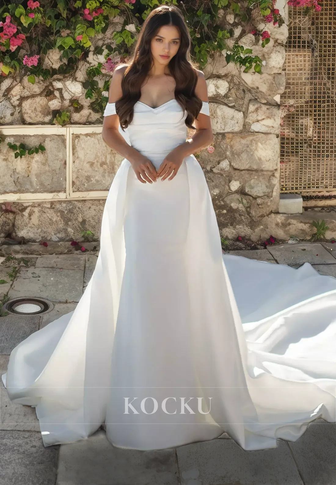 Classic & Timeless Off-Shoulder Sheath Wedding Dress