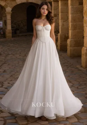 Classic & Timeless Sleeveless Off-Shoulder A-Line Wedding Dress