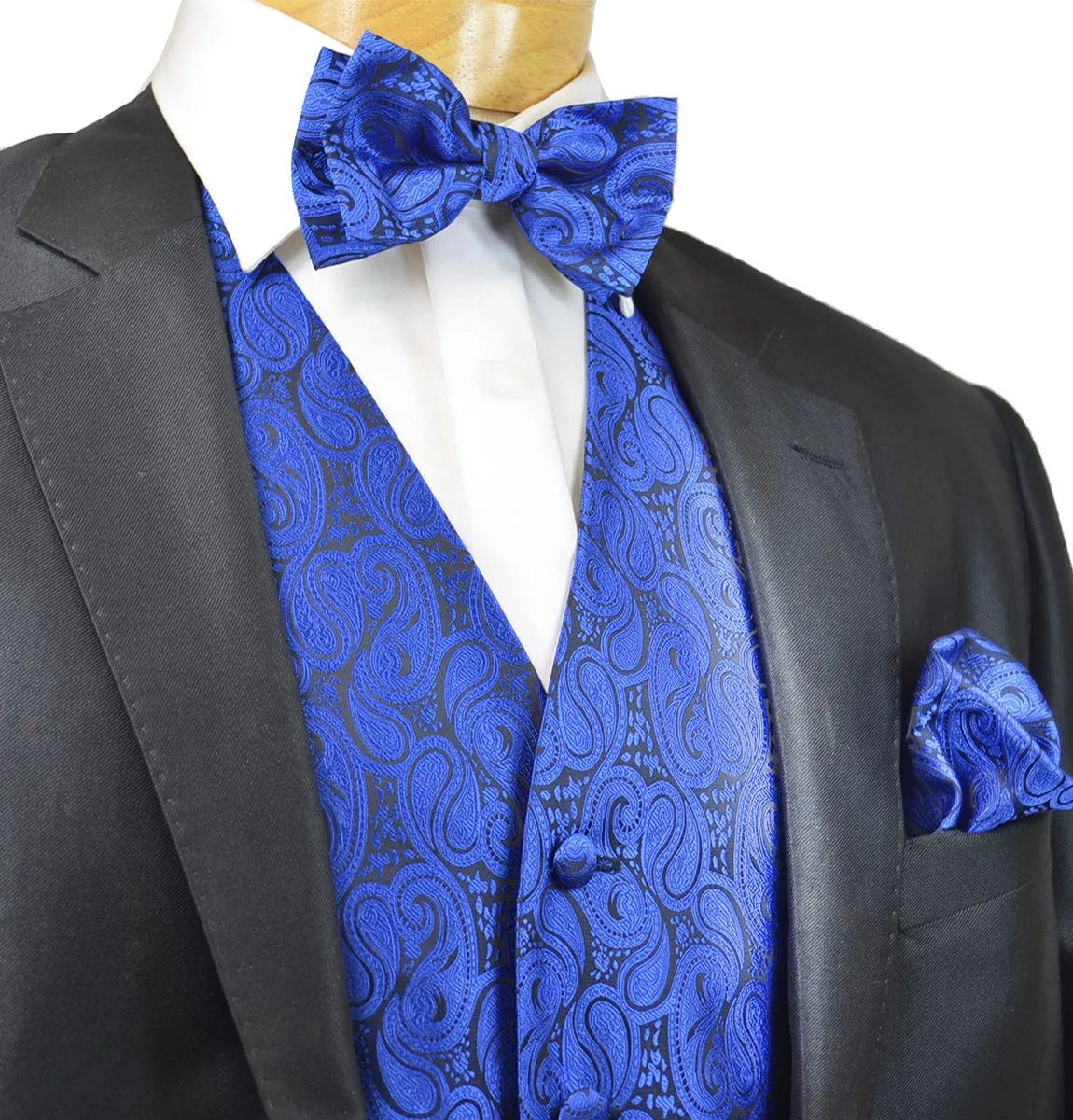 Classic Royal Blue Paisley Tuxedo Vest Set