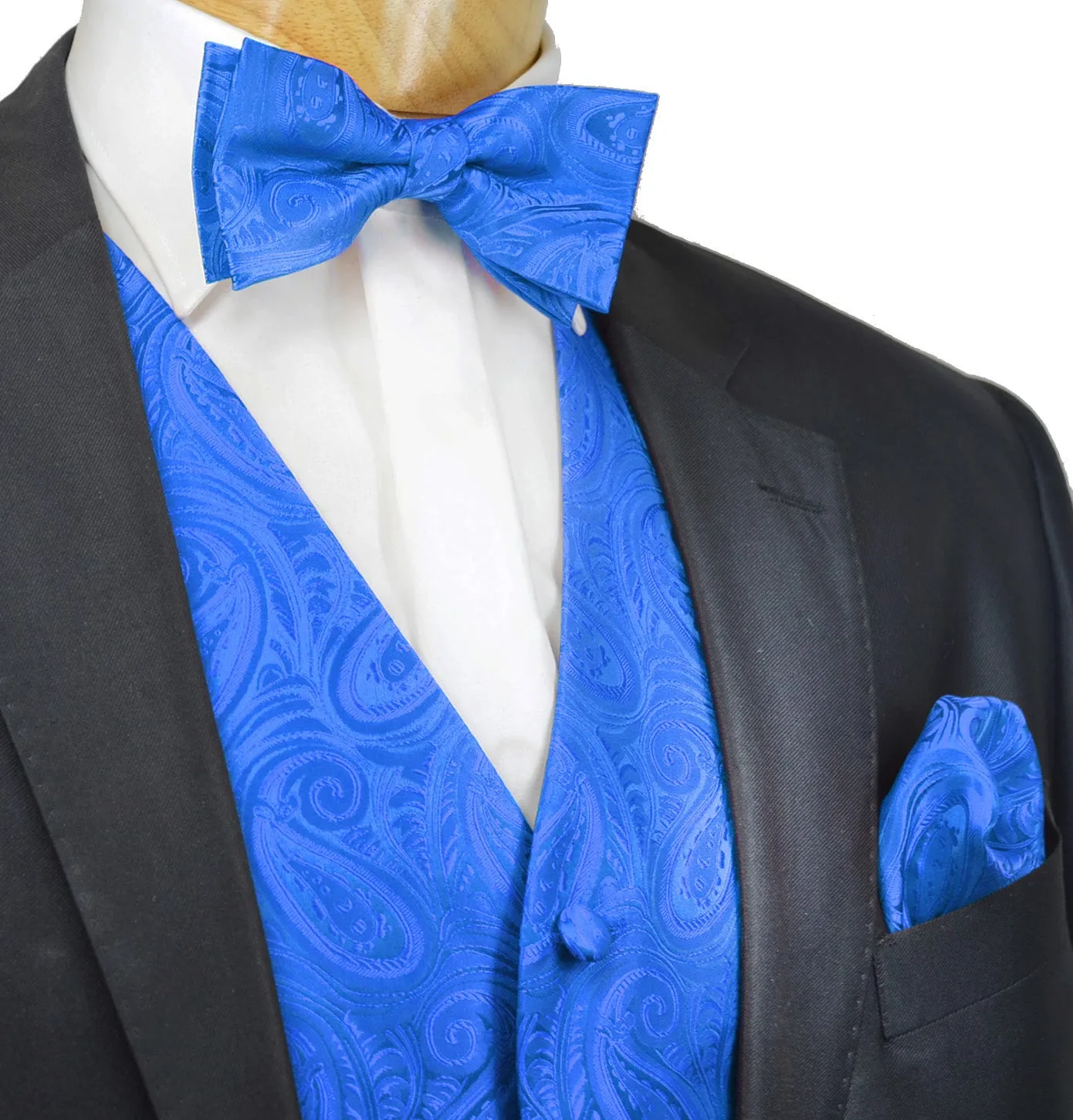 Classic Victoria Blue Paisley Tuxedo Vest Set