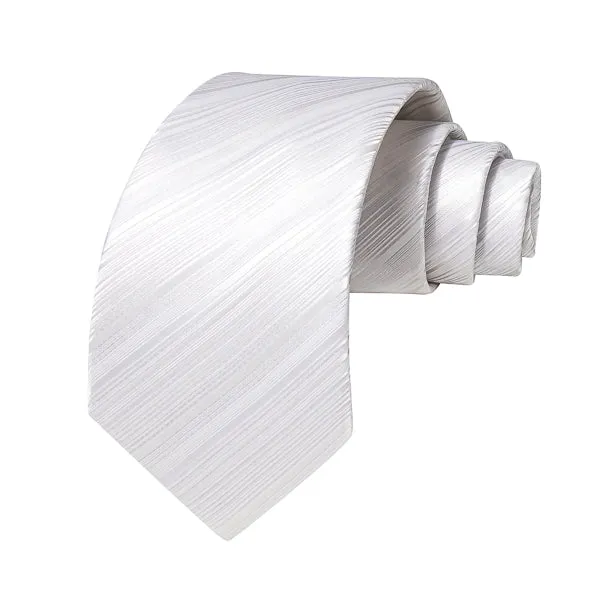 Classy Men Pure White Striped Silk Tie