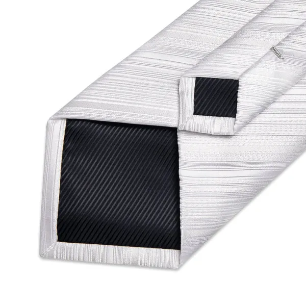 Classy Men Pure White Striped Silk Tie