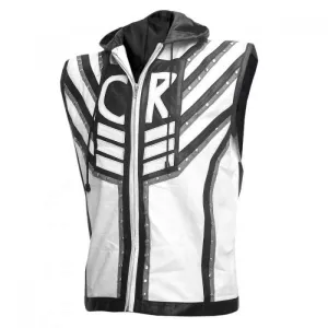 Cody Rhodes Signature Black & White Leather Vest with Hoodie