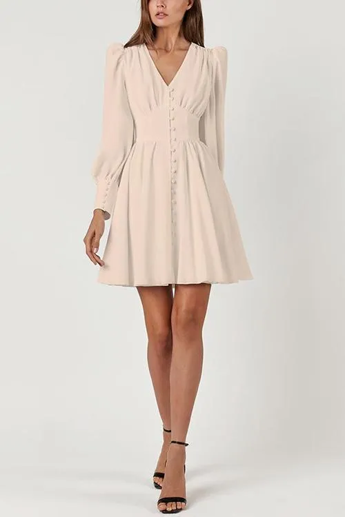 Cuff Buff Long Sleeve Button Dress