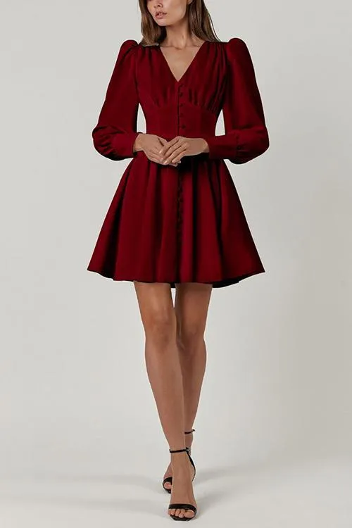 Cuff Buff Long Sleeve Button Dress