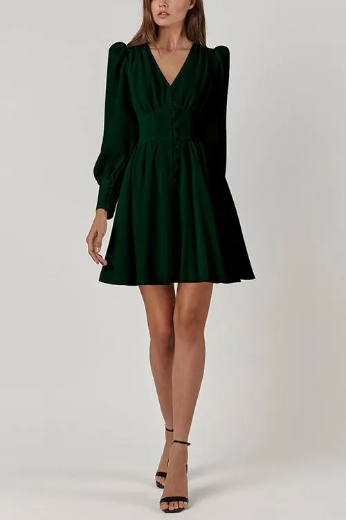 Cuff Buff Long Sleeve Button Dress