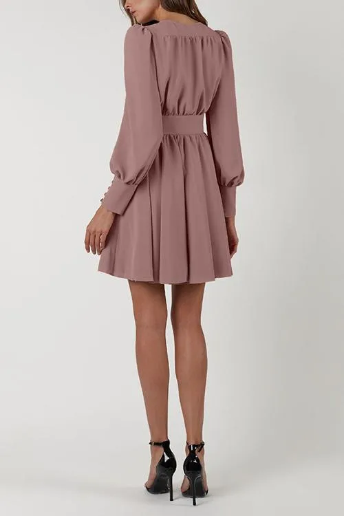 Cuff Buff Long Sleeve Button Dress