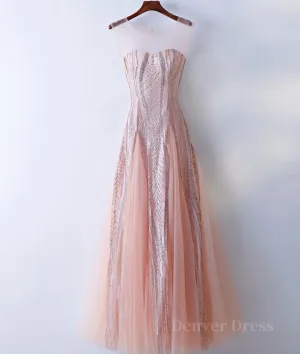 Custom Made Round Neck Lace Pink Prom Dresses Lace Pink Formal Dresses Evening Dresses