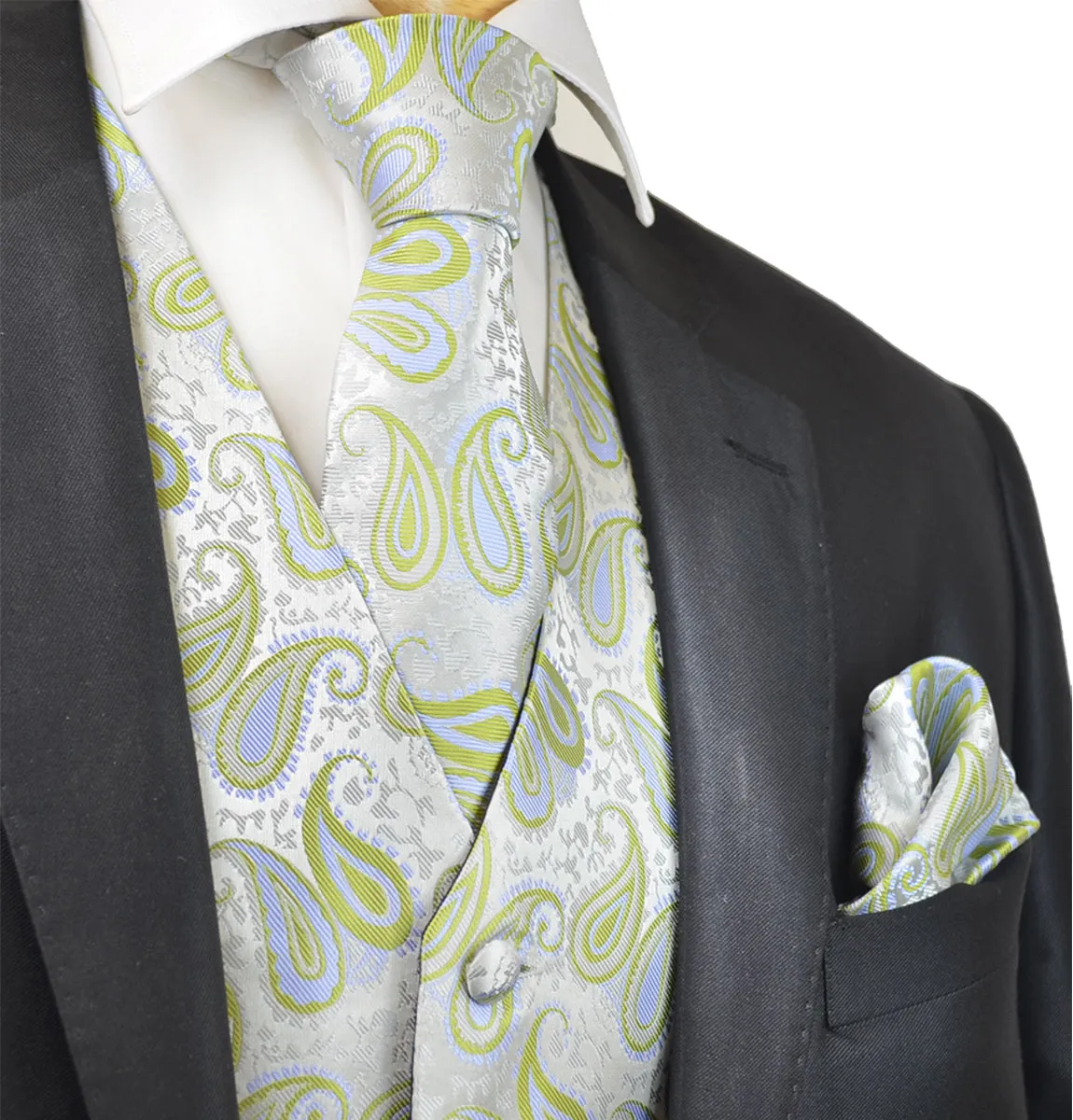 Daiquiri Green Paisley Tuxedo Vest Set