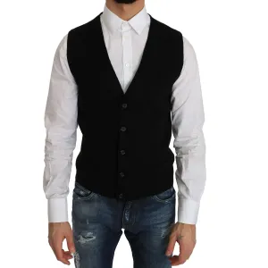 Dolce & Gabbana Sleek Black Cotton Formal Vest