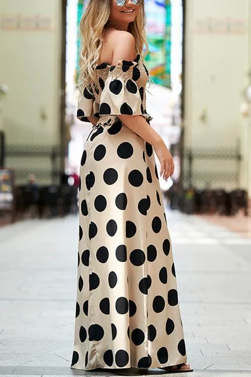 Dot Off Shouler Maxi Dress