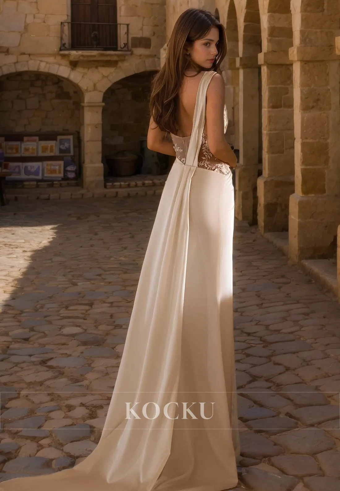 Elegant & Luxurious Backless One Shoulder Sheath Split Wedding Dress