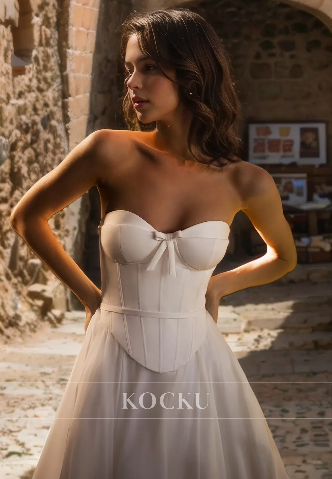 Elegant & Simple Off-Shoulder Sleeveless A-Line Wedding Dress