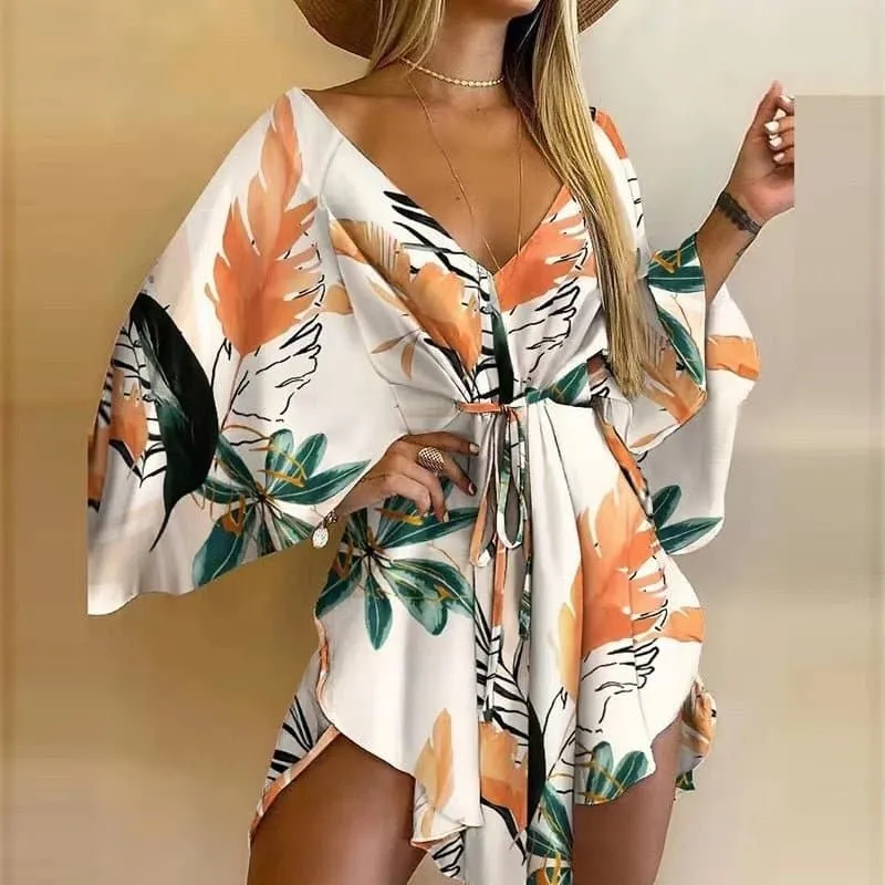 Elegant Beach Dresses - Stylish Summer Dresses with Lace Closure & Batwing Sleeves