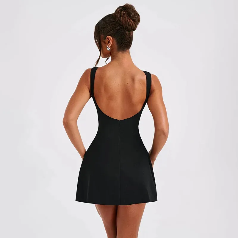 Elegant High Mini Sexy Waist Backless Club Beach Slim Sleeveless Dress