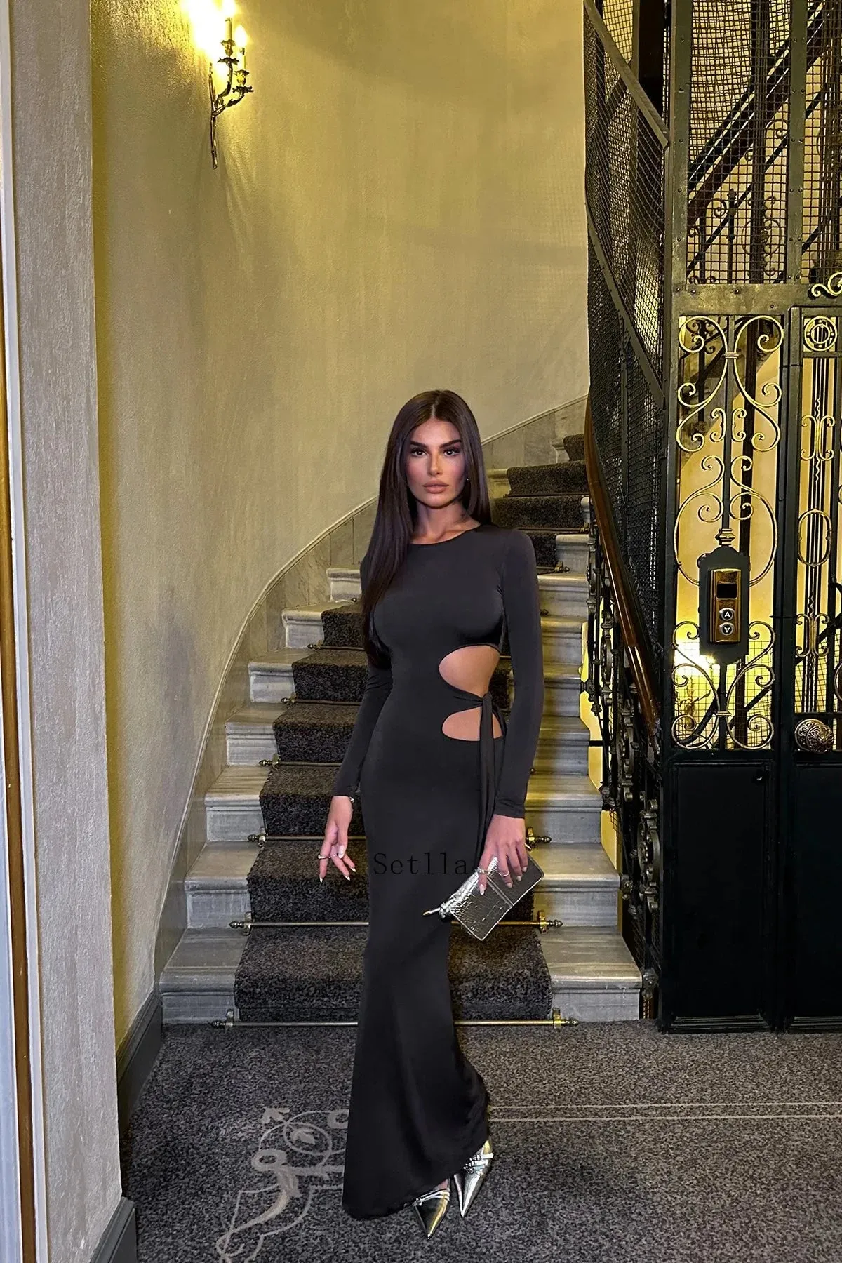 Elegant Sexy Side Cut Out Maxi Dress