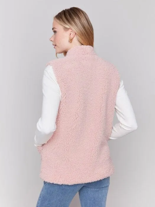 FAUX FUR ROSE QUARTZ VEST