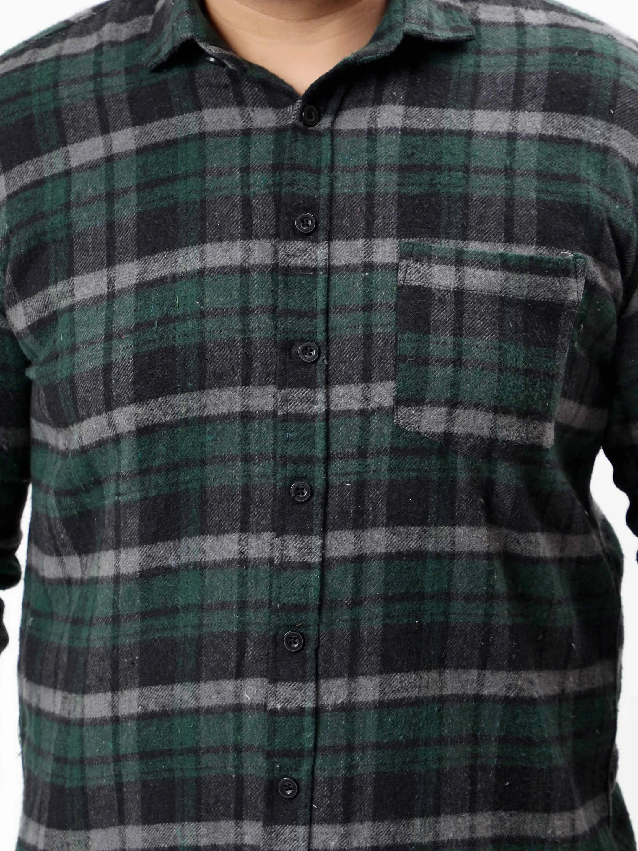 Flannel Green & Black Checked Plus Size Shirt