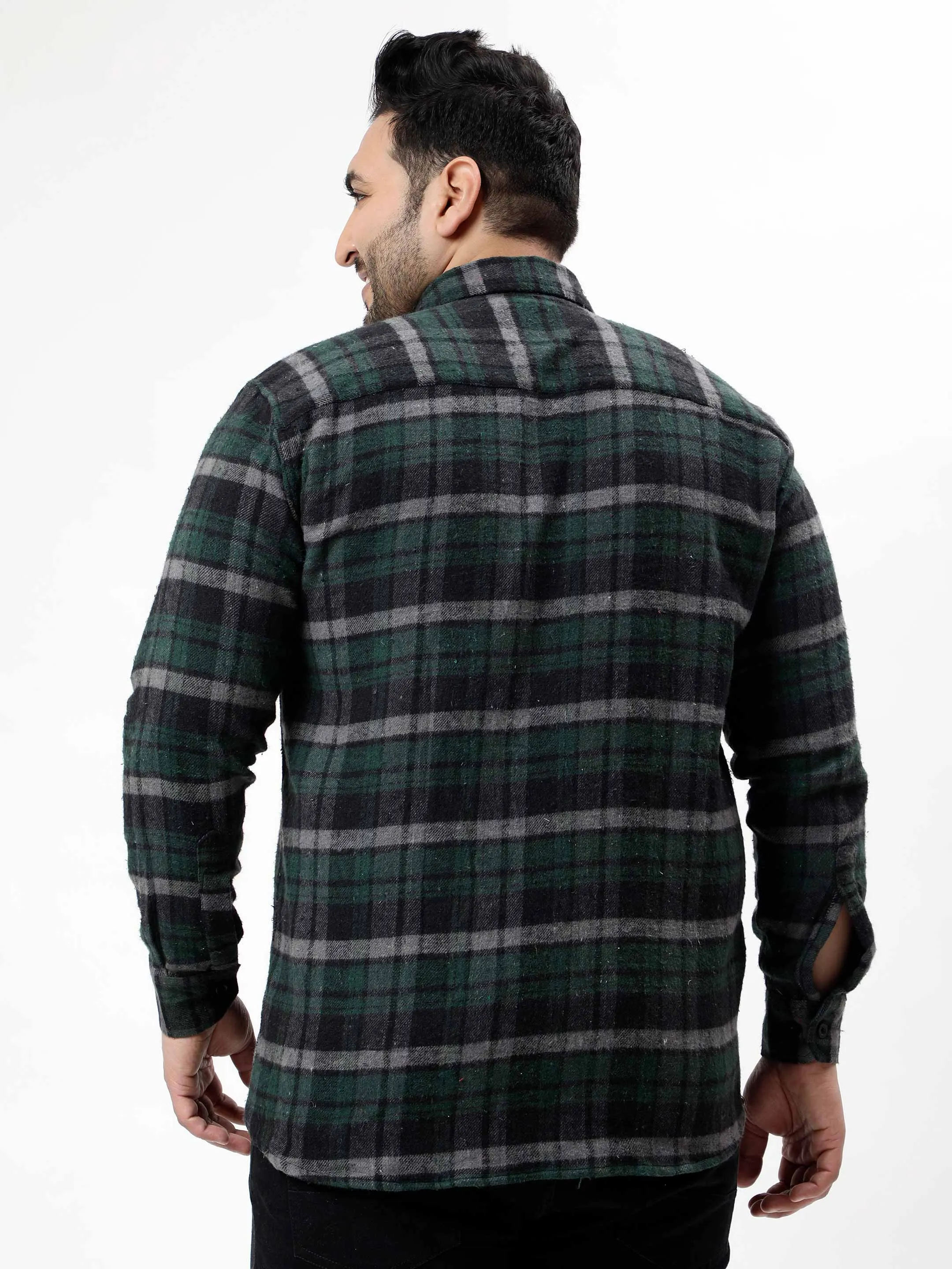 Flannel Green & Black Checked Plus Size Shirt