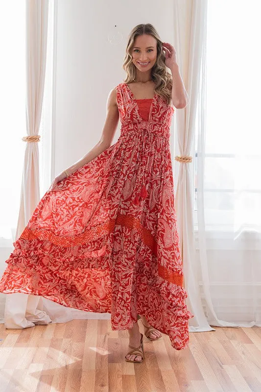 Floral Maxi Dress in Rust - 10/7