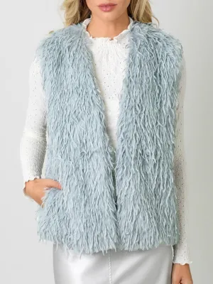 Frosted Sky Fur Vest - Cloudy Blue