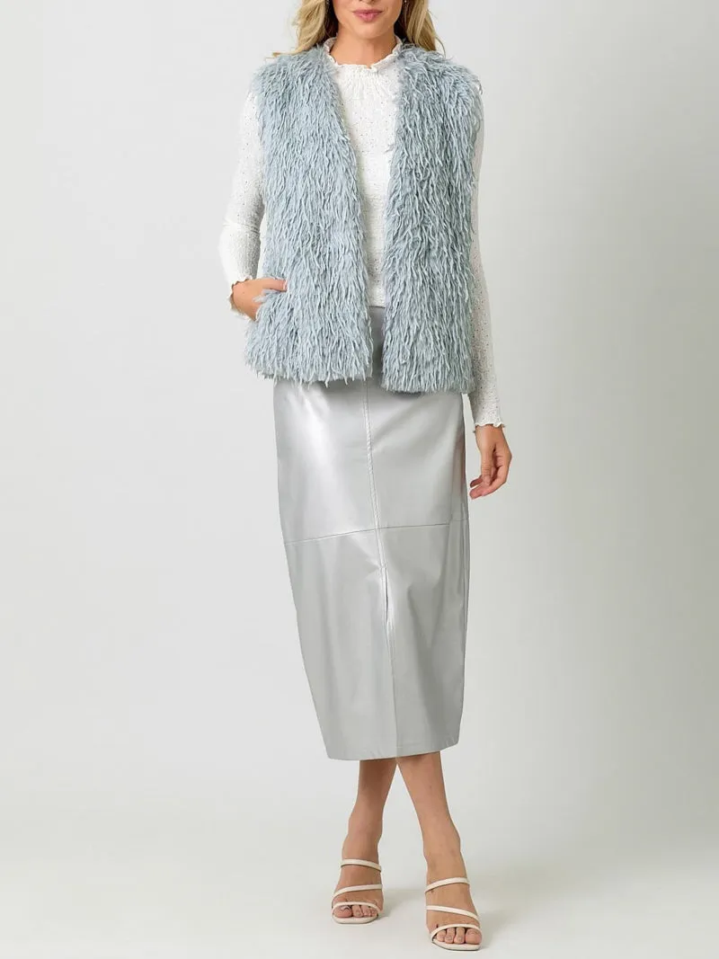 Frosted Sky Fur Vest - Cloudy Blue